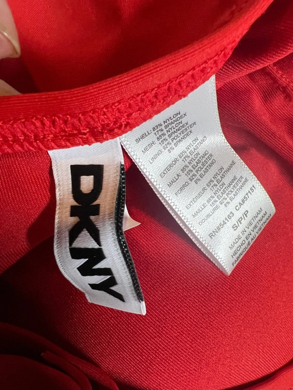 DKNY One piece tummy compression Red Swimsuit, stretch, UPF 40+, removable cups - Picture 6 of 8